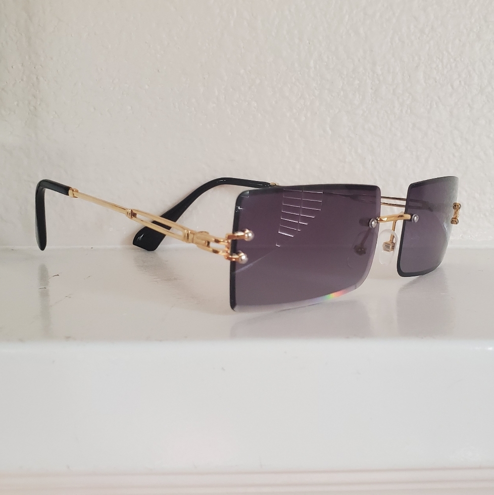 Black rectangular ombre Rimless sunglasses - Picture 5 of 6